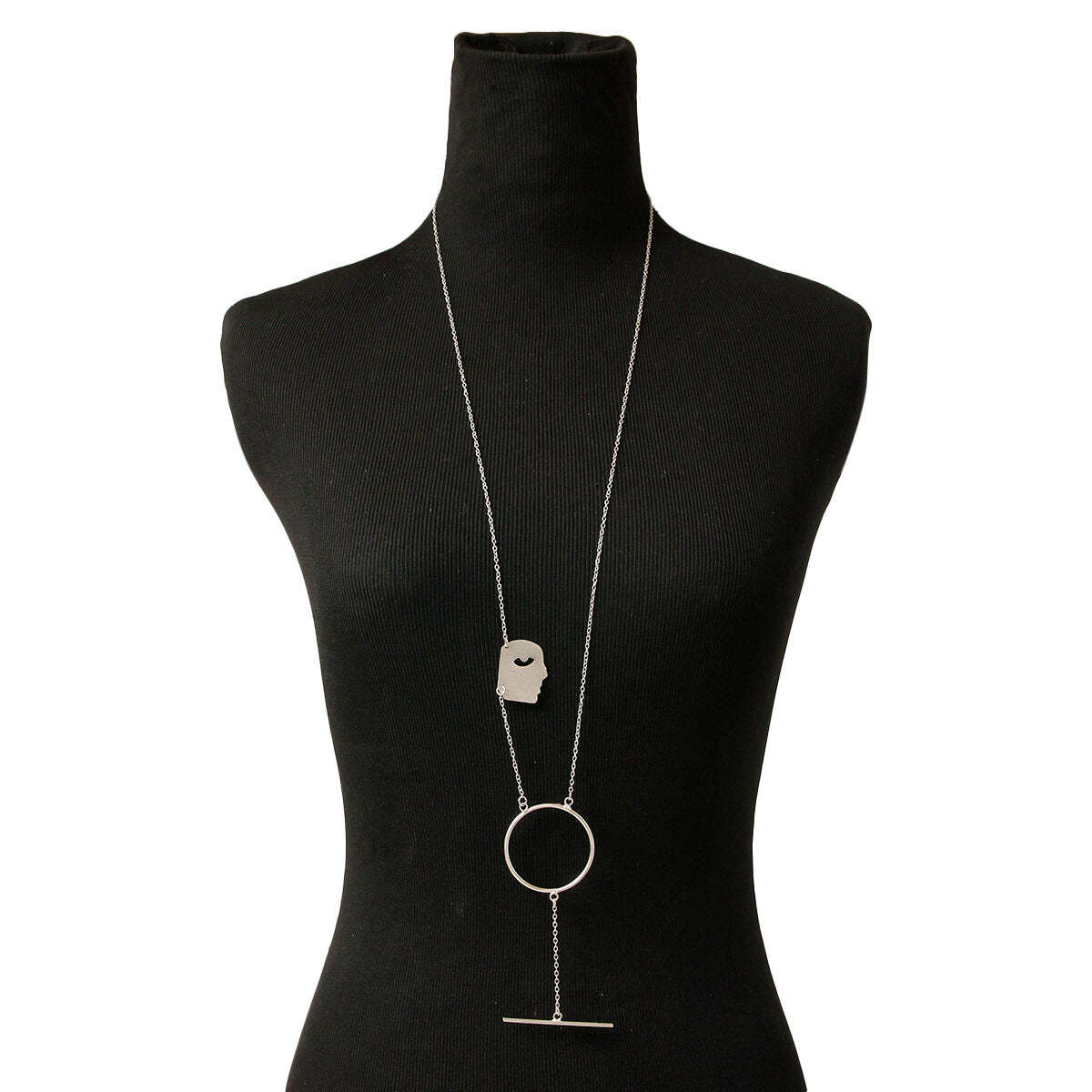 Silver Brass Face Pendant Necklace - Luminous Bear Shop