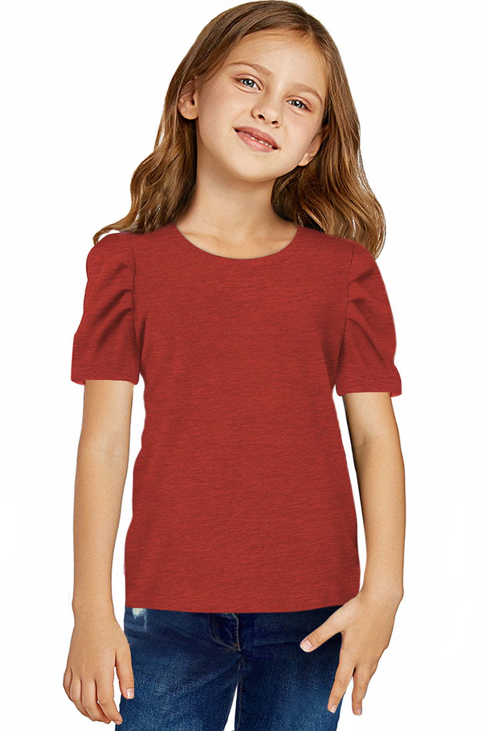 Round Neck Puff Sleeve T-Shirt - Luminous Bear Shop