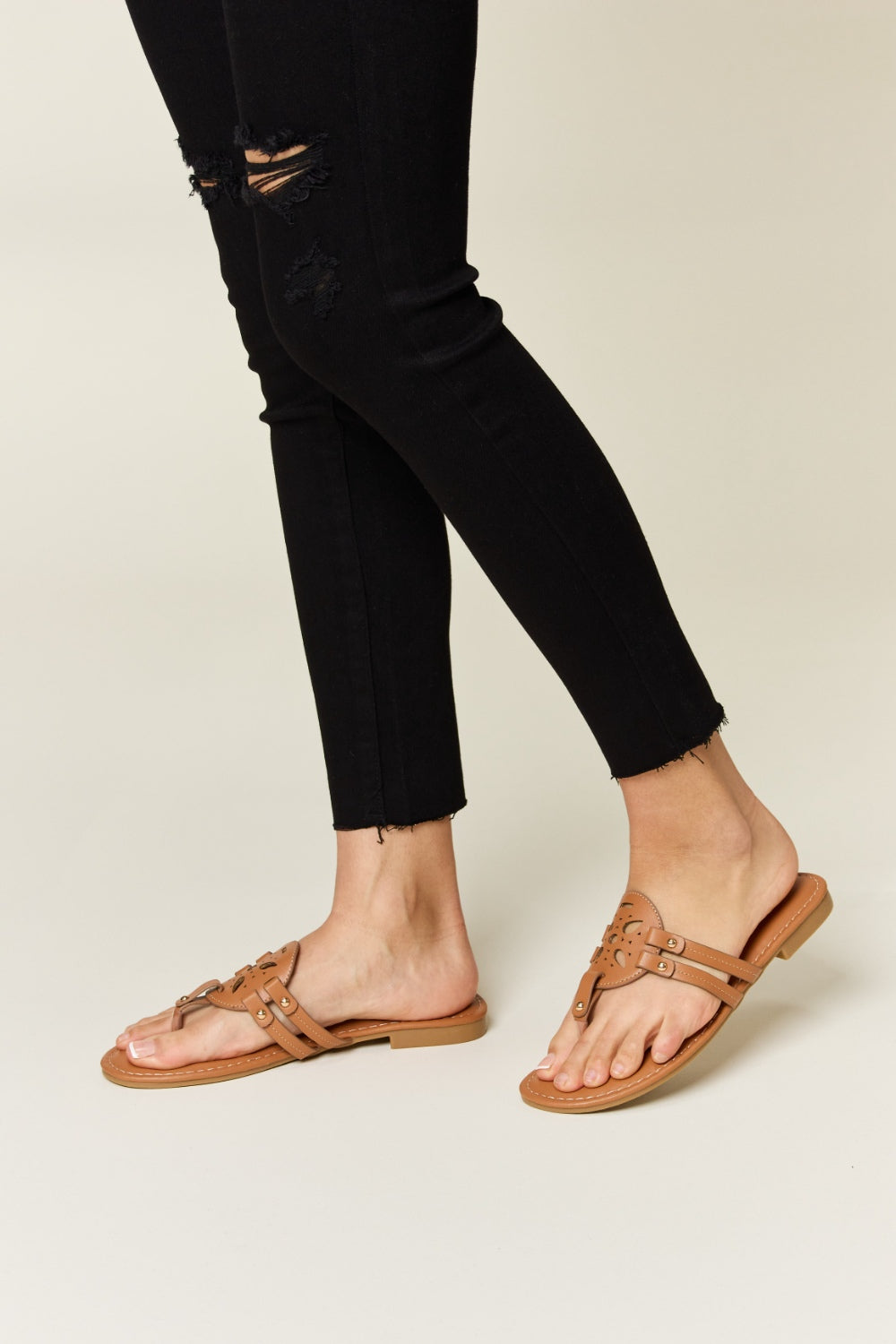 Forever Link Cutout PU Leather Open Toe Sandals - Luminous Bear Shop