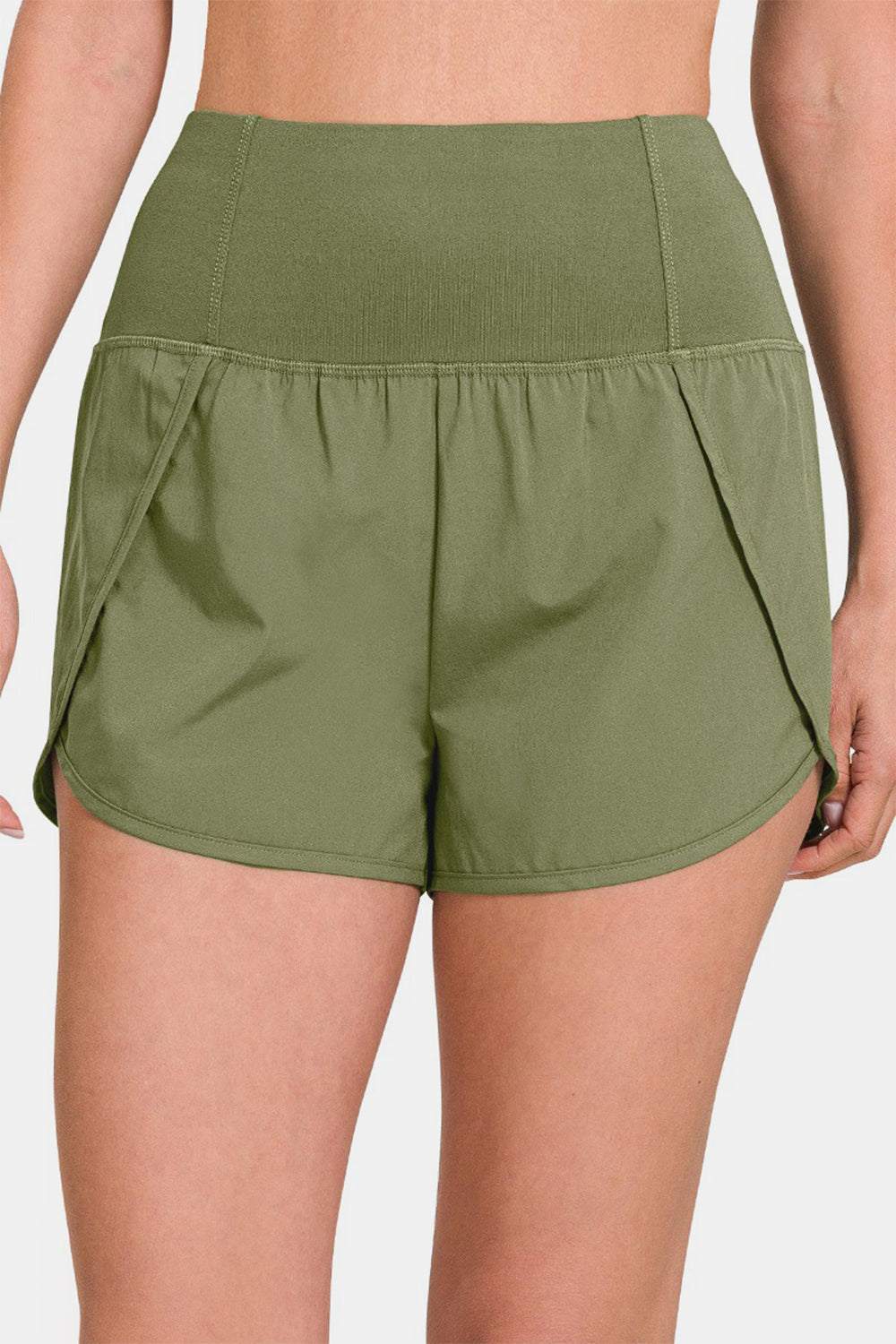 High-Waisted Zippered Back Pocket Active Shorts - Luminous Bear Shop