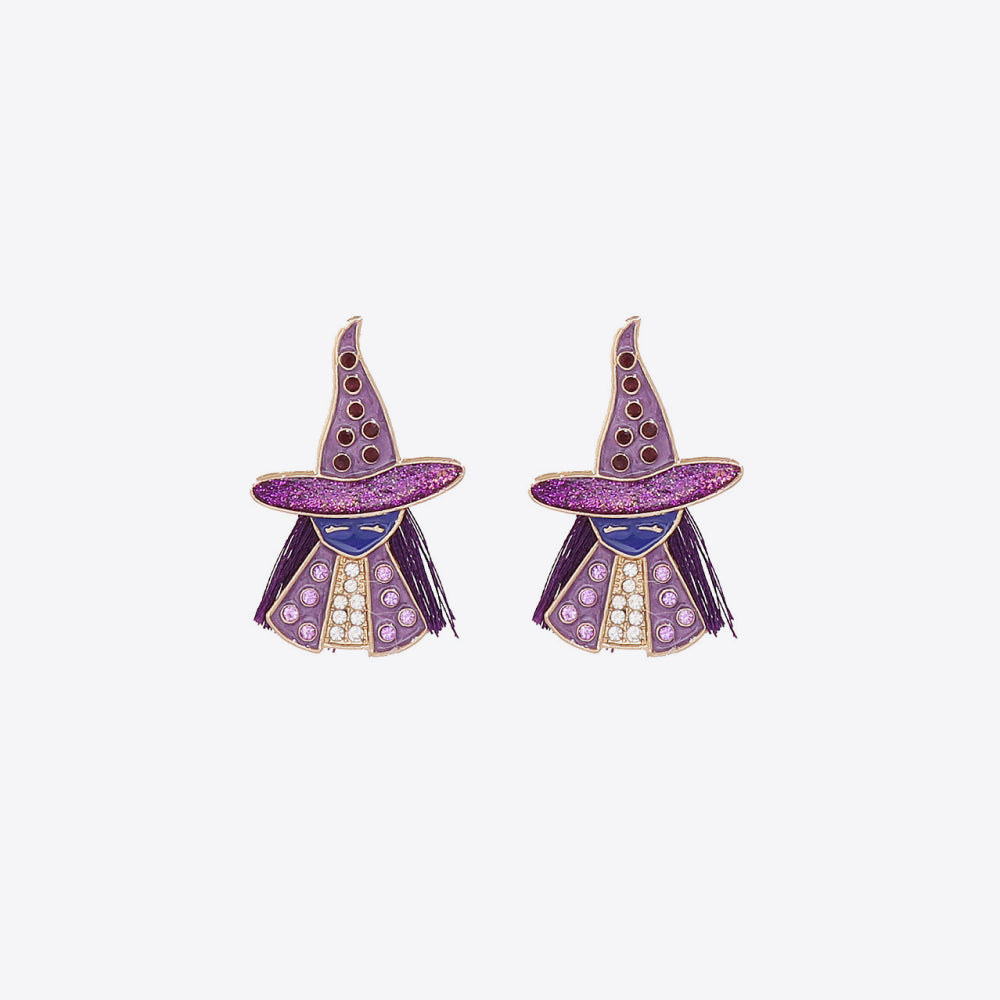 Witch Rhinestone Alloy Earrings - Luminous Bear Shop
