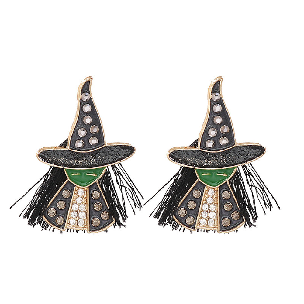 Witch Rhinestone Alloy Earrings - Luminous Bear Shop