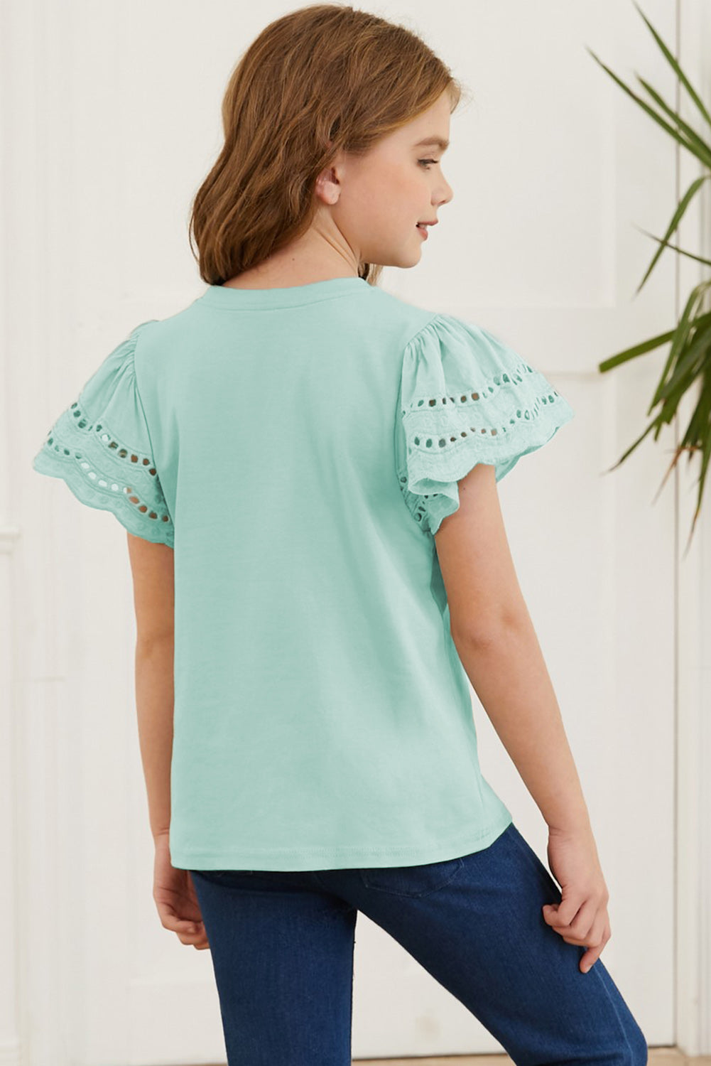 Round Neck Flutter Sleeve T-Shirt - Luminous Bear Shop
