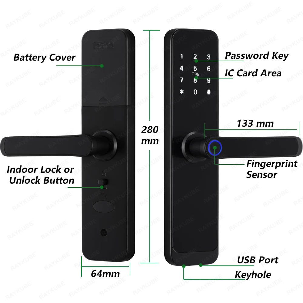 RAYKUBE K8 TT Lock Bluetooth Smart Door Lock Fingerprint Lock Digital Electric Lock