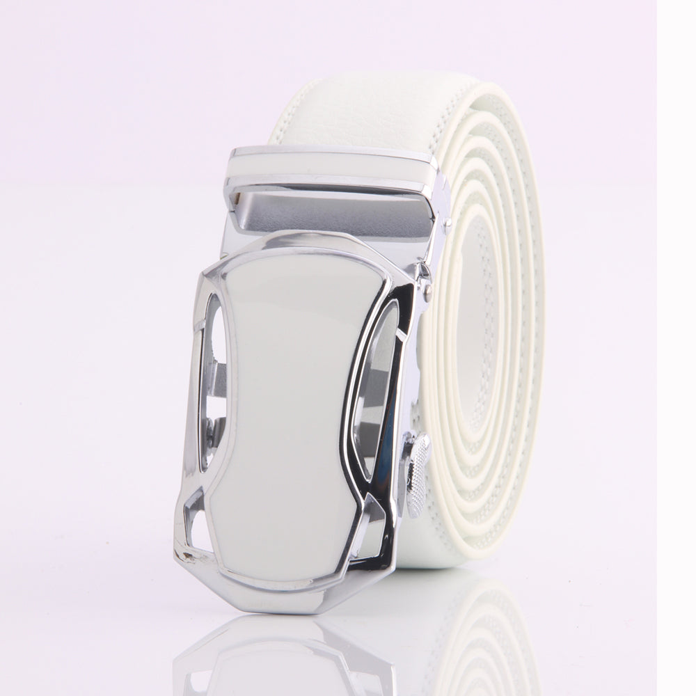 Men's Smart Ratchet No Holes Automatic Buckle Belt in White Color - Luminous Bear Shop