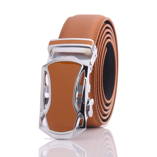 Tan Mens Adjustable Ratchet Slide Buckle Belt - Genuine Leather - Luminous Bear Shop