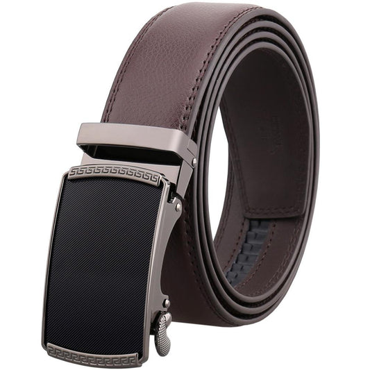 Brown Belt Brown Buckle Mens Adjustable Ratchet Slide Buckle Belt - - Luminous Bear Shop