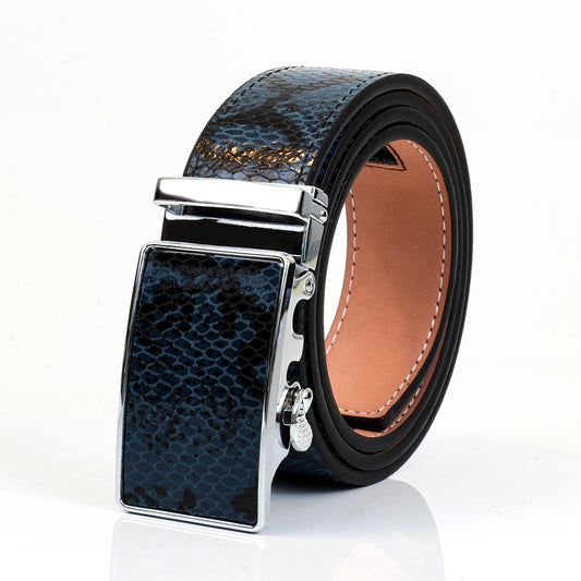 Mens Adjustable Ratchet Slide Buckle Belt - Genuine Leather Automatic - Luminous Bear Shop