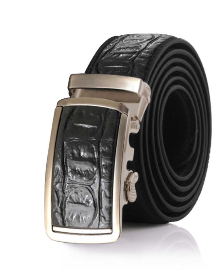 Mens Crocodile Black Adjustable Ratchet Slide Buckle Belt - Genuine - Luminous Bear Shop