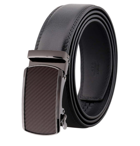 Brown Dot Mens Adjustable Ratchet Slide Buckle Belt - Genuine Leather - Luminous Bear Shop