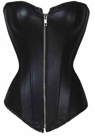 Zipper Front Faux Leather Corset Bustier