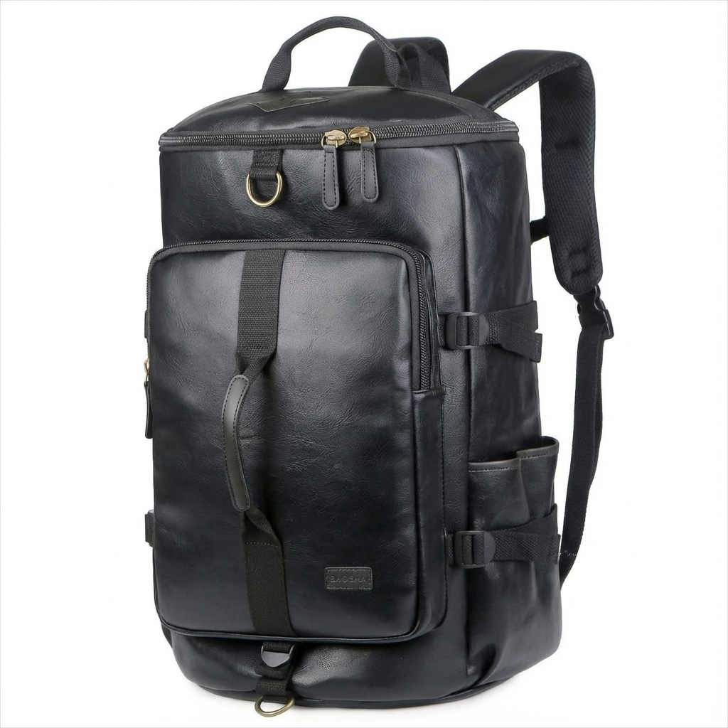 Soft Leather Duffel Bag – 40L Convertible Travel Bag