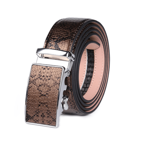 Men's Smart Ratchet No Holes Automatic Buckle Belt in Snake Skin - - Luminous Bear Shop