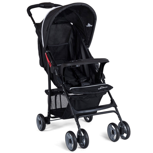 Toddler Travel Stroller for Airplane with Canopy and Adjustable Backrest-Black - Color: Black