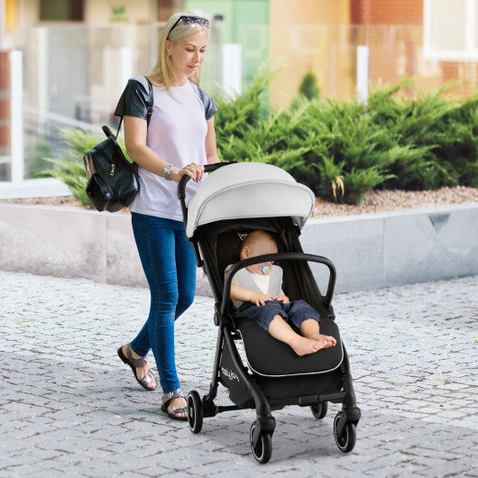 One-Hand Folding Portable Lightweight Baby Stroller with Aluminum Frame-Gray - Color: Gray