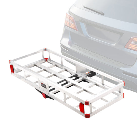 VEVOR 49.4 x 22.4 x 7.1 in Hitch Cargo Carrier, 500lbs Loading Capacity Trailer Hitch Mounted Cargo Basket, Rust-proof Aluminum Luggage Carrier Rack Fits 2" Hitch Receiver for SUV Truck Pickup Camping - Luminous Bear Shop