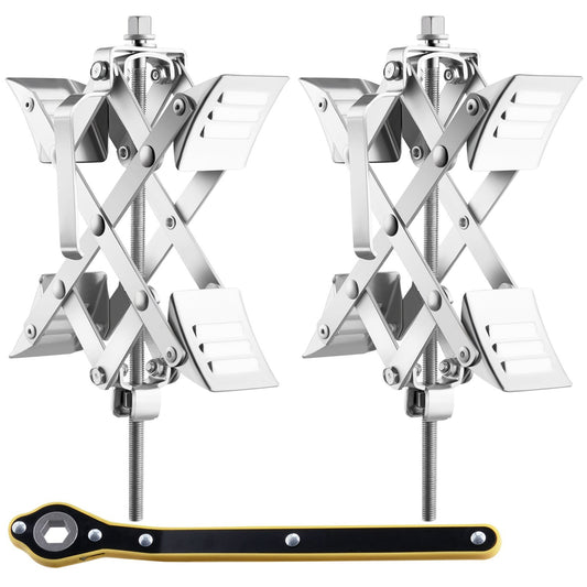 VEVOR Camper Wheel Chock Stabilizer, X-shaped RV Stabilizer Wheel Chock, Fit for 1.5" to 10" Tire Space, 2 Sets of Wheel Chocks with Ratchet Wrench and Storage Bag for Campers Travel Trailers Trucks - Luminous Bear Shop