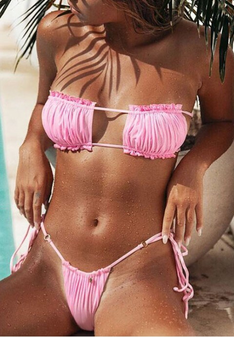 Ruffled String Bikini Set
