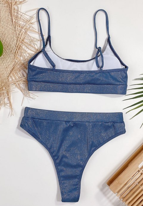 Metallic High Waisted Bikini Swimsuit