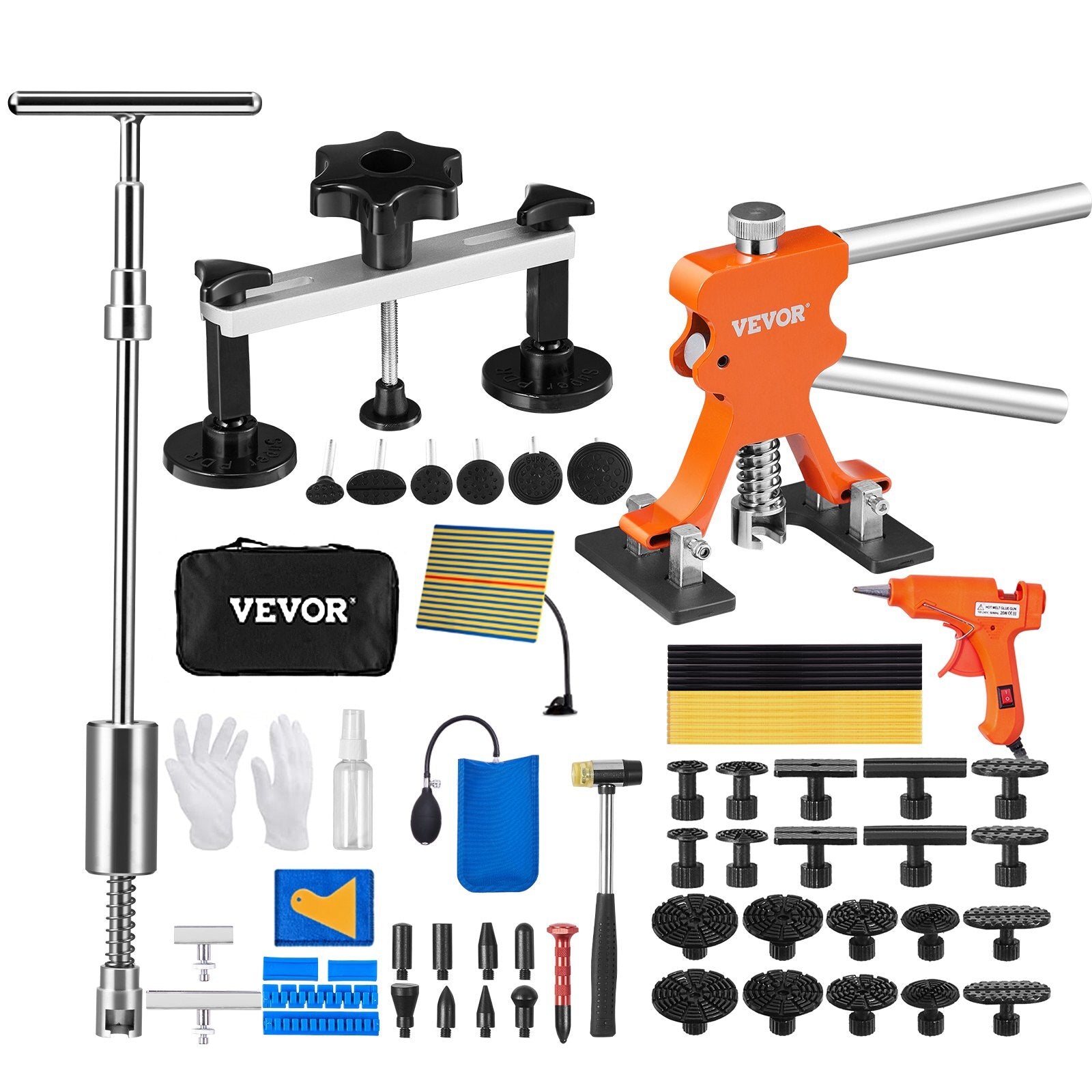 VEVOR 69 PCS Dent Repair Kit, Auto Car Body Paintless Dent Removal Tool Kit, Golden Lifter, Bridge Puller, Slide Hammer Tool Kit for Automobile Body, Washing Machine, Refrigerator - Luminous Bear Shop