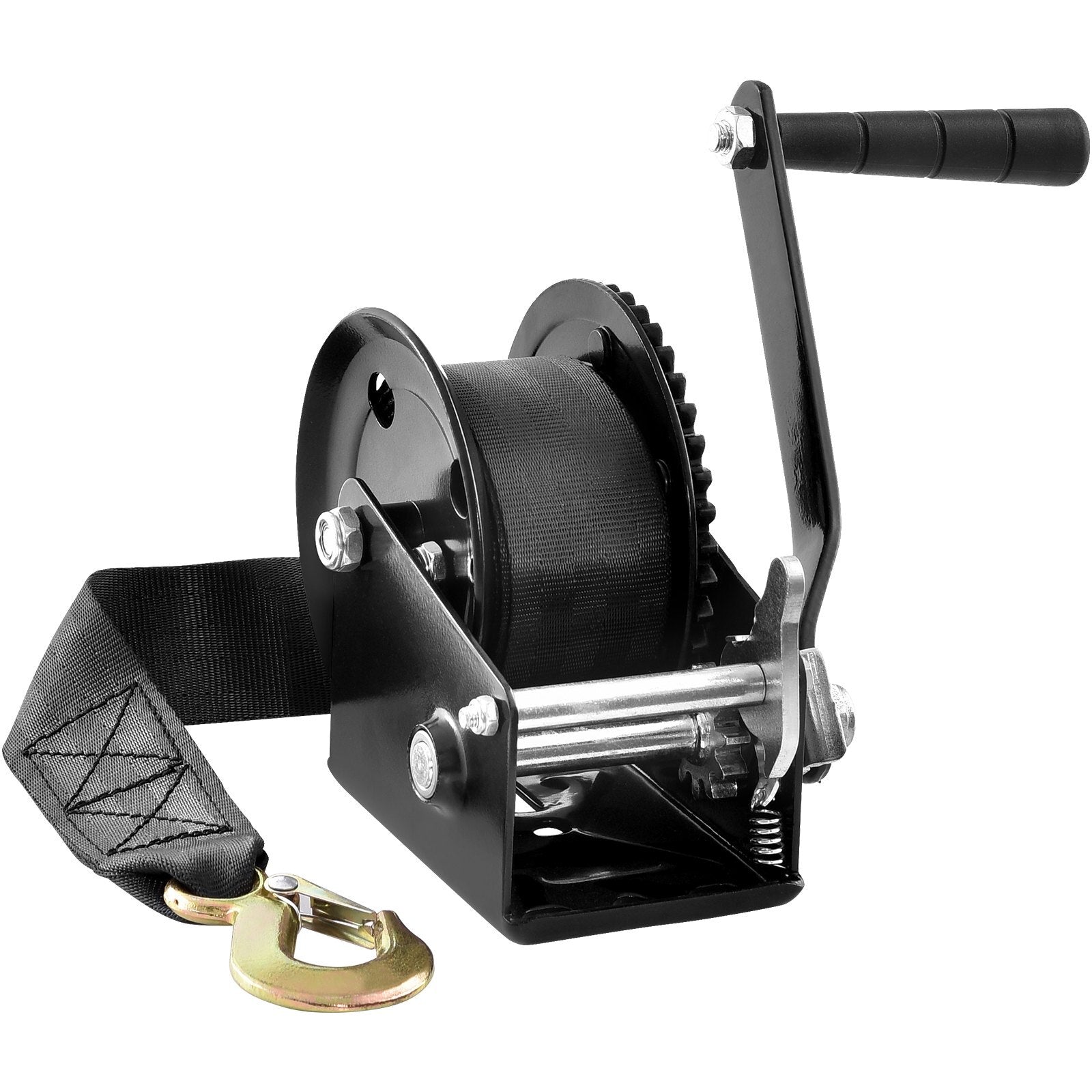 VEVOR Hand Winch, 1200 lbs Pulling Capacity, Boat Trailer Winch Heavy Duty Rope Crank with 23 ft Polyester Strap and Two-Way Ratchet, Manual Operated Hand Crank Winch for Trailer, Boat or ATV Towing - Luminous Bear Shop
