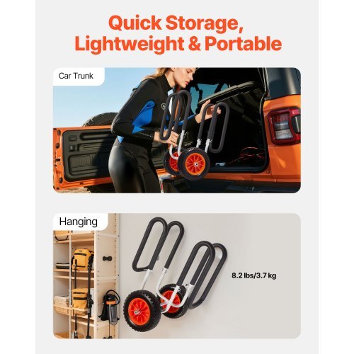 Kayak Cart, 150 lbs Load Capacity, Stand Up Paddle Board Trolley with 10-inch Solid Rubber Tires & Kickstands, Paddle Board Carrier with Ratchet Strap for Paddleboard & Surfboard Transport