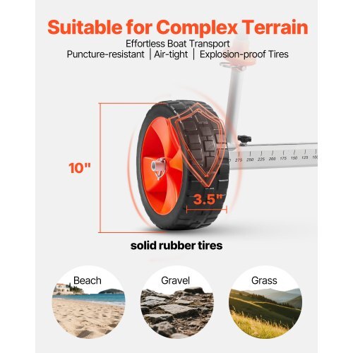 Kayak Cart, 230 lbs Load Capacity, Canoe Cart Dolly with 10-inch Solid PU Tires & Kickstand, Assembles & Disassembles Within Seconds, Paddle Board Trolley for Kayaks, Canoes, Paddleboards