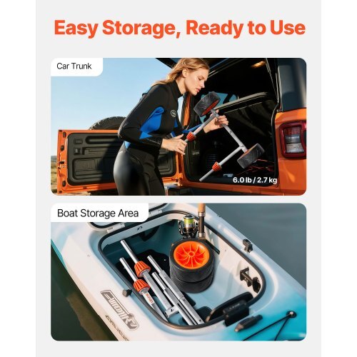 Kayak Cart, 250 lbs Load Capacity, Canoe Cart Dolly with 7.5-inch Solid Rubber Tires & Kickstand, Assembles & Disassembles Within Seconds, Paddle Board Trolley for Kayaks, Canoes, Paddleboards