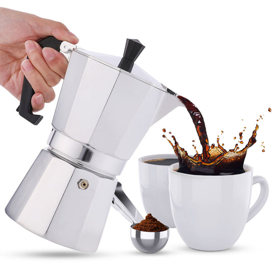 RAINBEAN Stovetop Espresso Maker 180ml for 3 Cups Espresso, Italian Moka Pot Coffee Maker, for Coffee Latte Mocha Cappuccino Macchiato Cuban Cafe Makers - Luminous Bear Shop