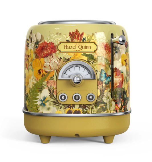 2 slice Vintage Toaster SUS304 Food grade 6 Browning level Fashion High Lift Bar Flower Watermark Painting Process 3 Features-Thaw / reheat / cancel, easy to clean removable breadcrumb tray 1.5 inch - Luminous Bear Shop