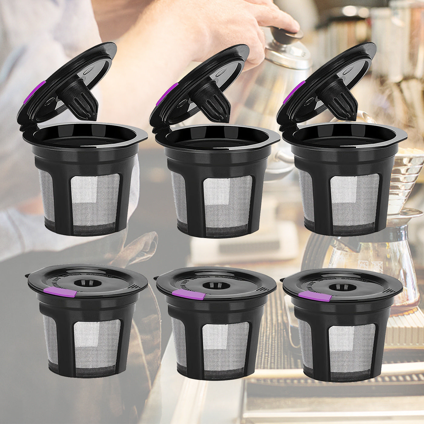 6 Packs Reusable K Cups For Keurig; Reusable K CUP Coffee Filter Refillable Single K CUP For Keurig 2.0 1.0 BPA 20.8in/1.5in 0.18lb - Luminous Bear Shop