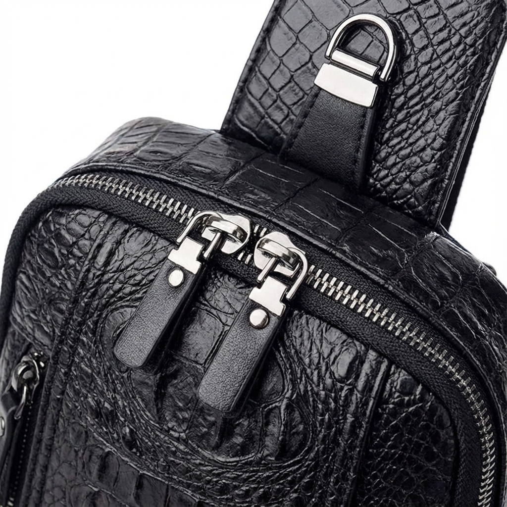 Croc Design Leather Sling Bag – Sophisticated & Practical