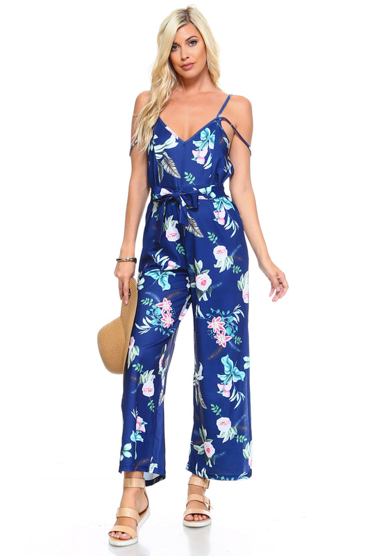 Women's Floral Tie Tank Jumpsuit - Luminous Bear Shop