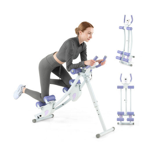 Ab Machine with LCD Monitor and 4 Adjustable Heights-Purple - Color: Purple