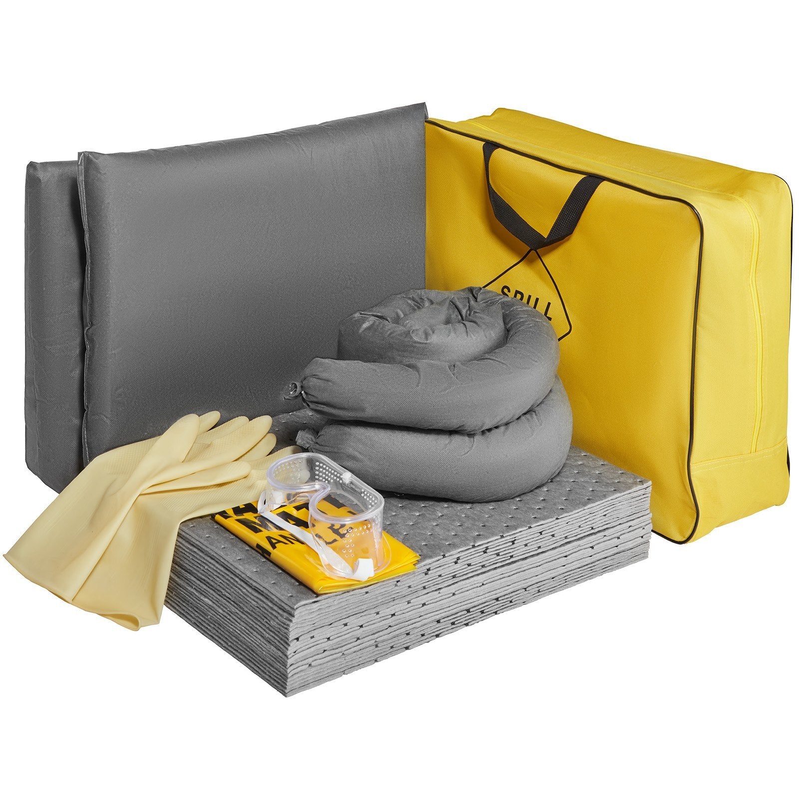 VEVOR Universal Spill Kit, Spill Control Supplies 43 pcs, Includes 30 Universal Sorbent Pads, 2 Universal Sorbent Socks 3"x4', 2 Disposal Pillows, Rubber Gloves, and Bag - Luminous Bear Shop