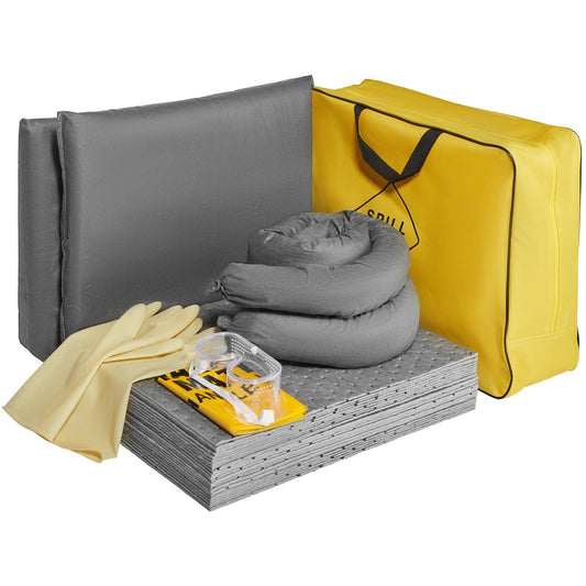 VEVOR Universal Spill Kit, Spill Control Supplies 43 pcs, Includes 30 Universal Sorbent Pads, 2 Universal Sorbent Socks 3"x4', 2 Disposal Pillows, Rubber Gloves, and Bag - Luminous Bear Shop