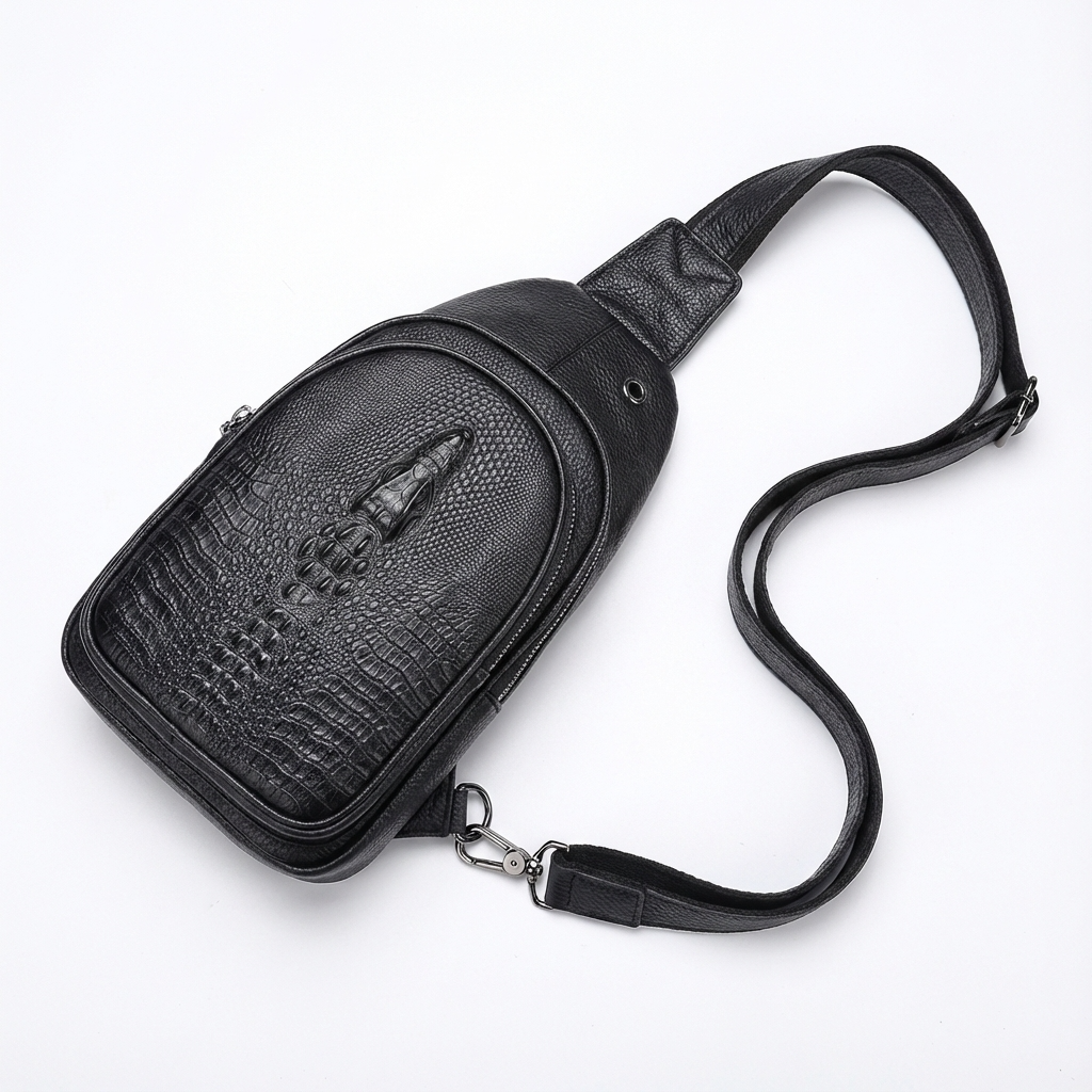 Crocodile Leather Sling Bag – Bold & Refined
