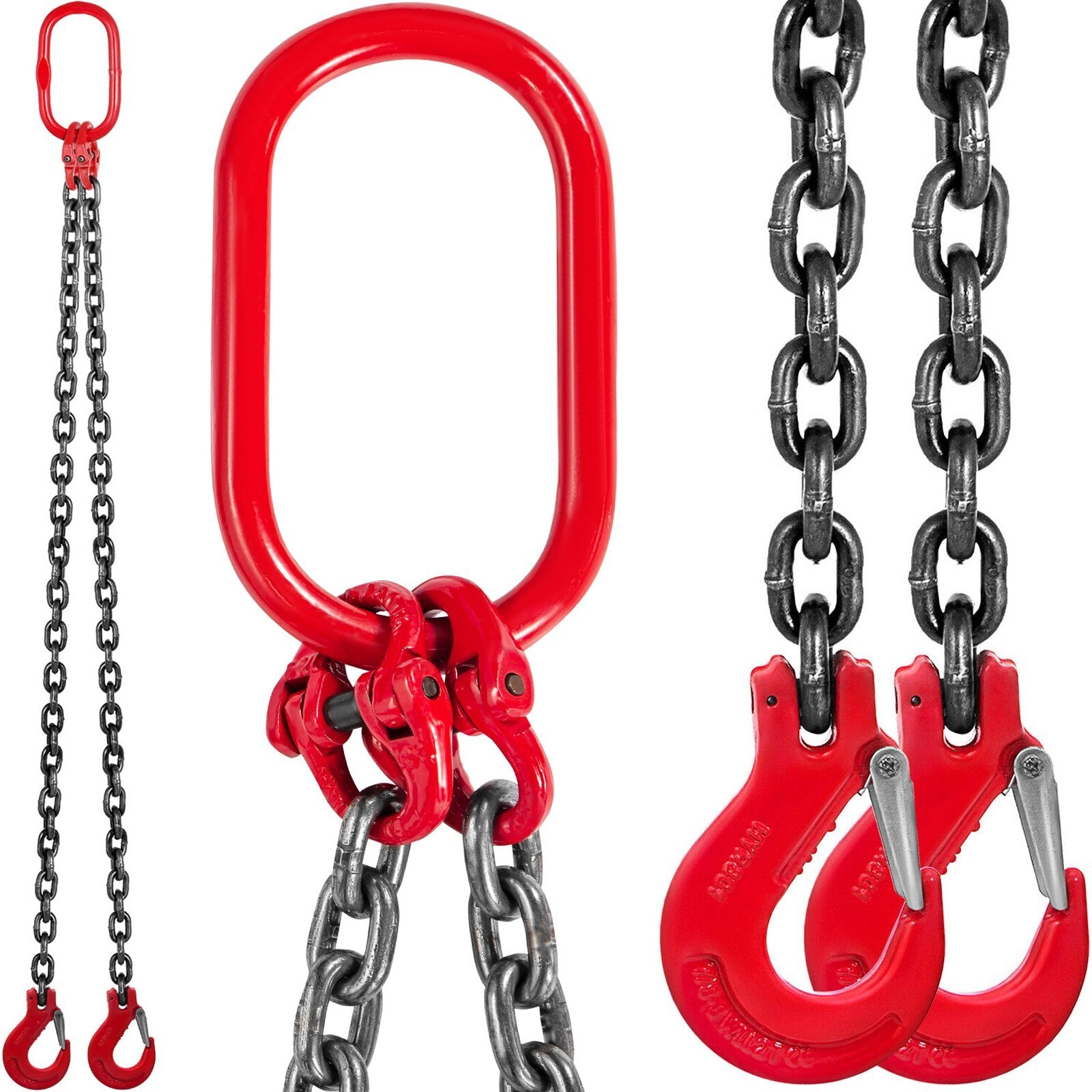 VEVOR 5FT Chain Sling 3/8" x 5' Double Leg with Grab Hooks Sling Chain 4T Capacity Double Leg Chain Sling Grade80(0.375In x 5Ft Double Leg Sling) - Luminous Bear Shop