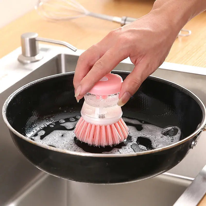 Set of 20 Kitchen Wash Pot Dish Brush Astronaut Washing Utensils With Automatic Soap Liquid Dispenser Household Cleaning Accessories Brush