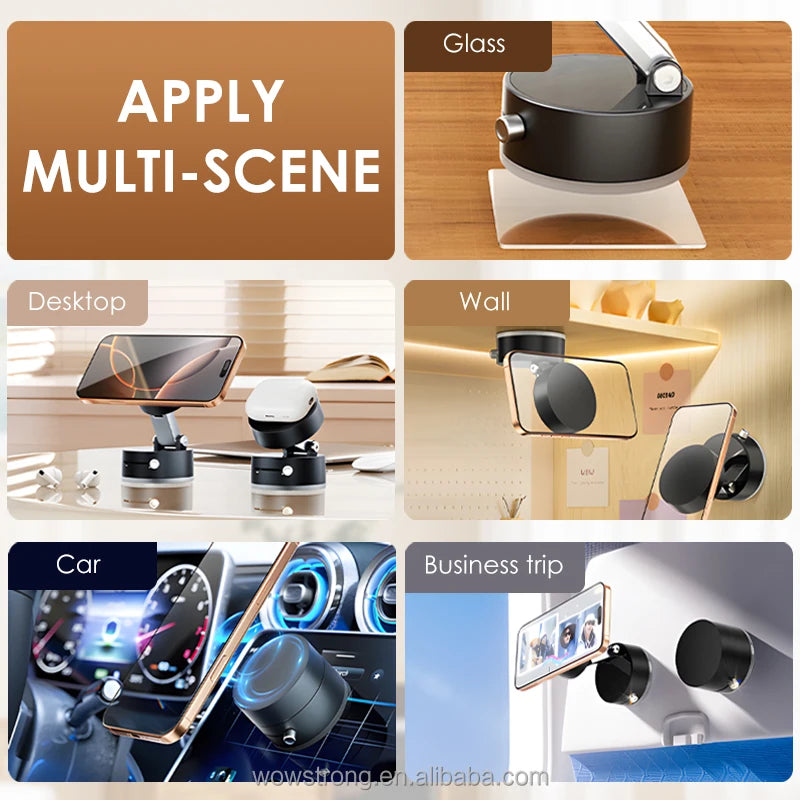 Magnetic Phone Holder Foldable Retractable Smooth Surfaces Vacuum Suction Desk Mobile Phones