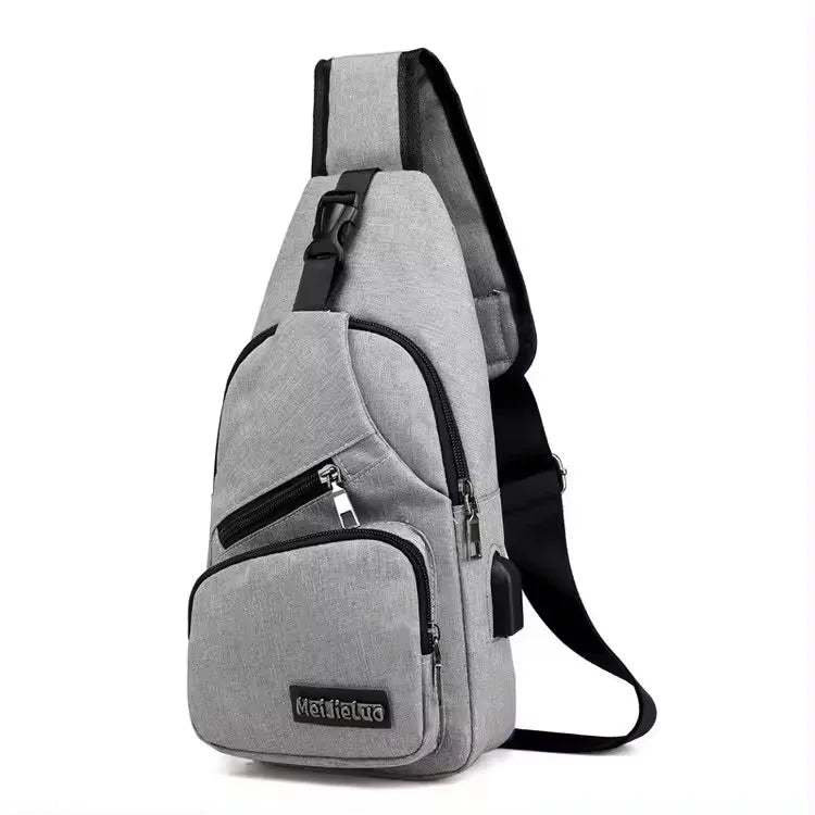 Oxford Sports Chest Bag – Lightweight Crossbody Shoulder Bag with USB Charging Port