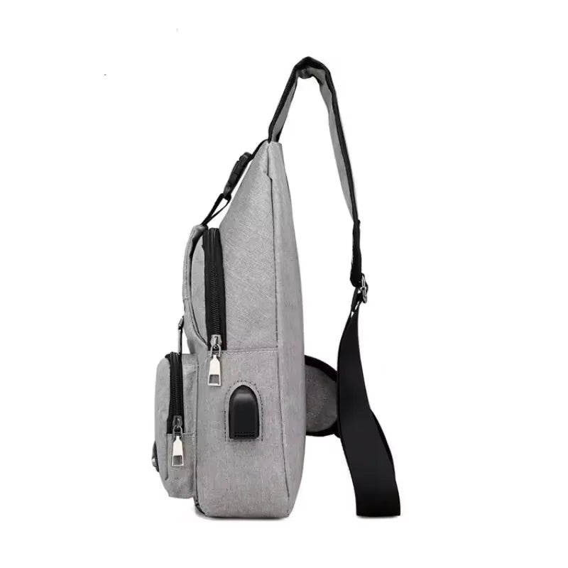 Oxford Sports Chest Bag – Lightweight Crossbody Shoulder Bag with USB Charging Port