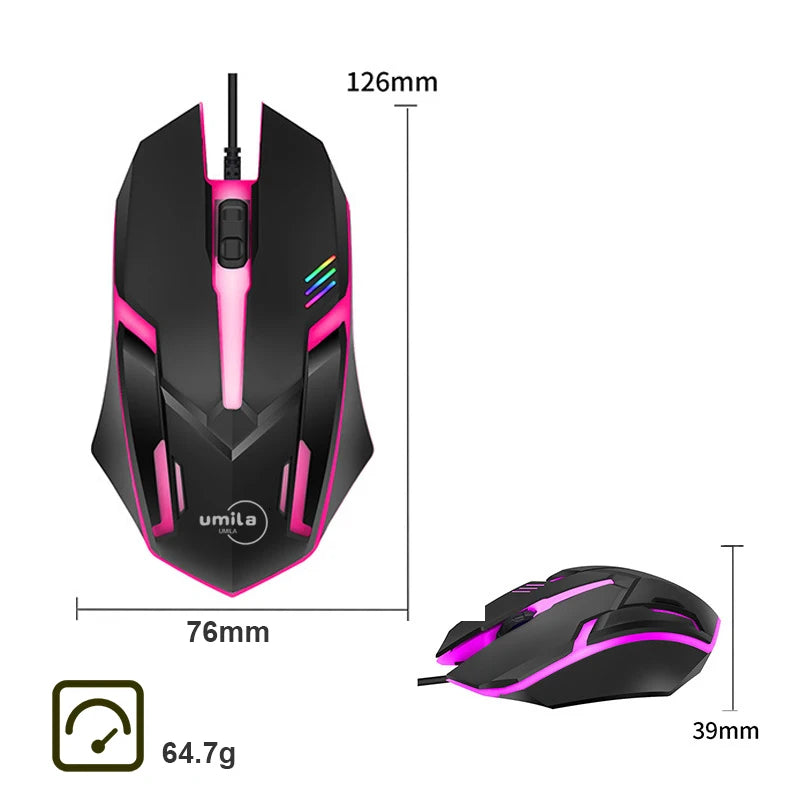 Set of 3 Ergonomic 2.4G Wired RGB Backlit USB Gaming Mouse Optical Sensor 3D Style Compatible Laptops Computer Accessories (Copy)