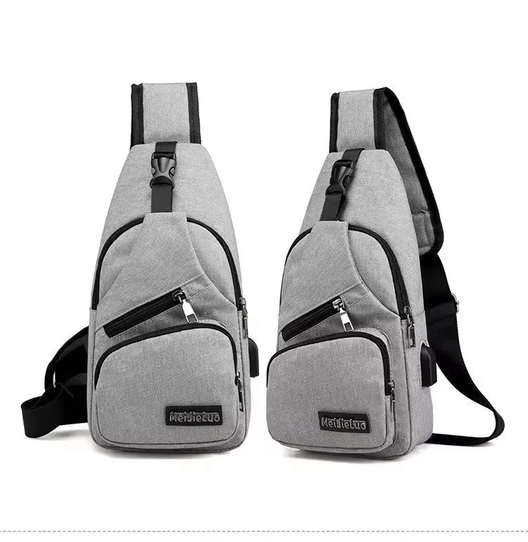 Oxford Sports Chest Bag – Lightweight Crossbody Shoulder Bag with USB Charging Port