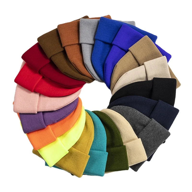 Warm Knit Beanie Hat – Stretchy, Cuffed, and Comfortable for All Ages