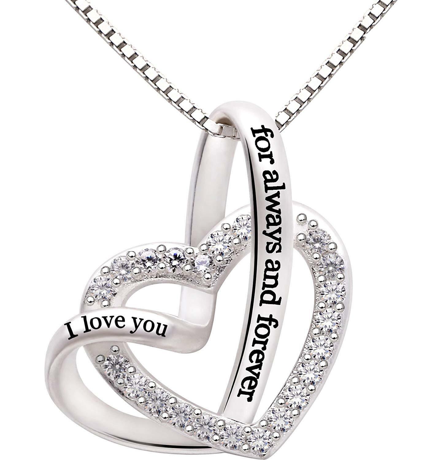 Mother's Day Gift "I Love you for Always & Forever" White Pav'e Neckla - Luminous Bear Shop