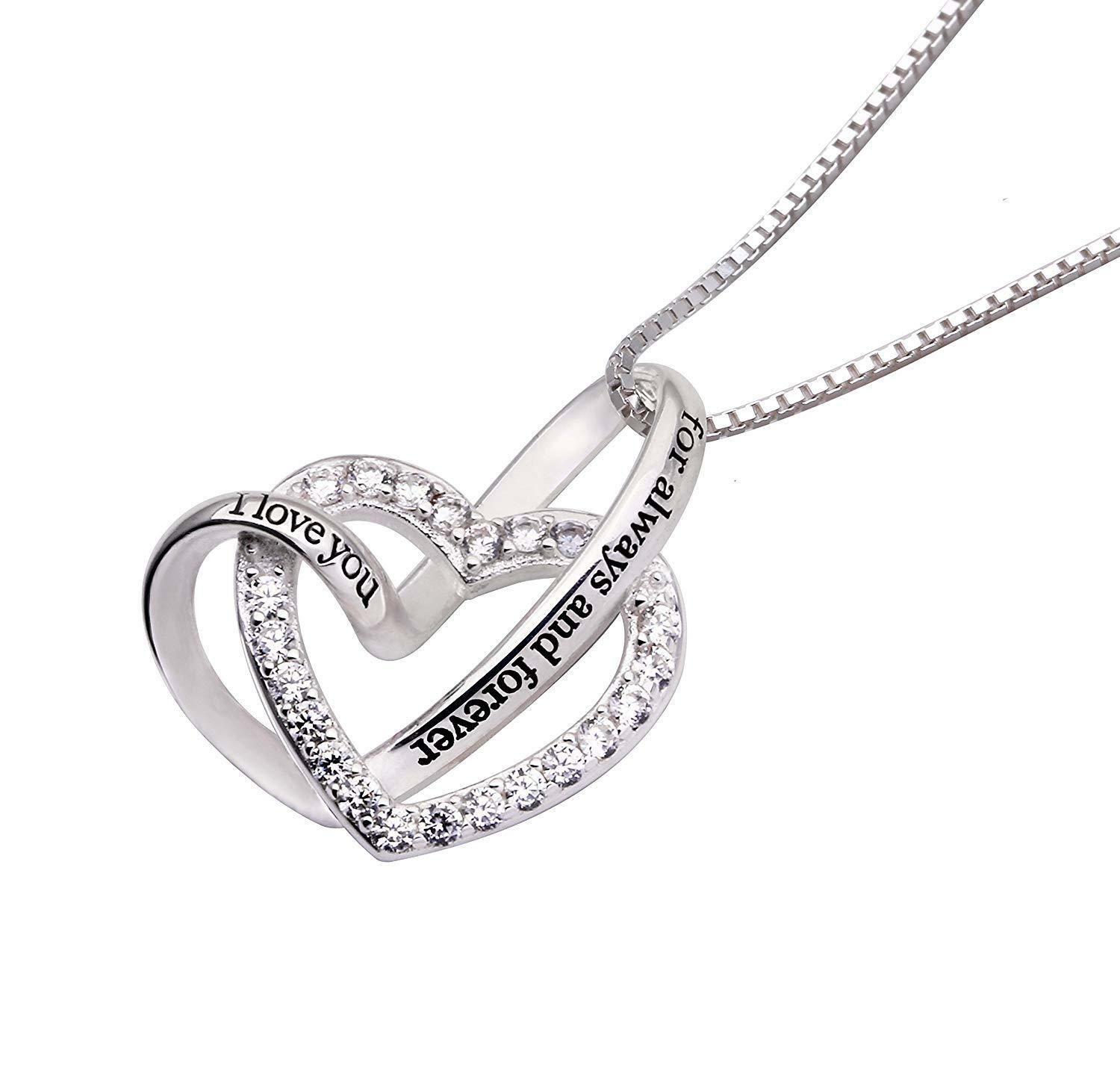 Mother's Day Gift "I Love you for Always & Forever" White Pav'e Neckla - Luminous Bear Shop