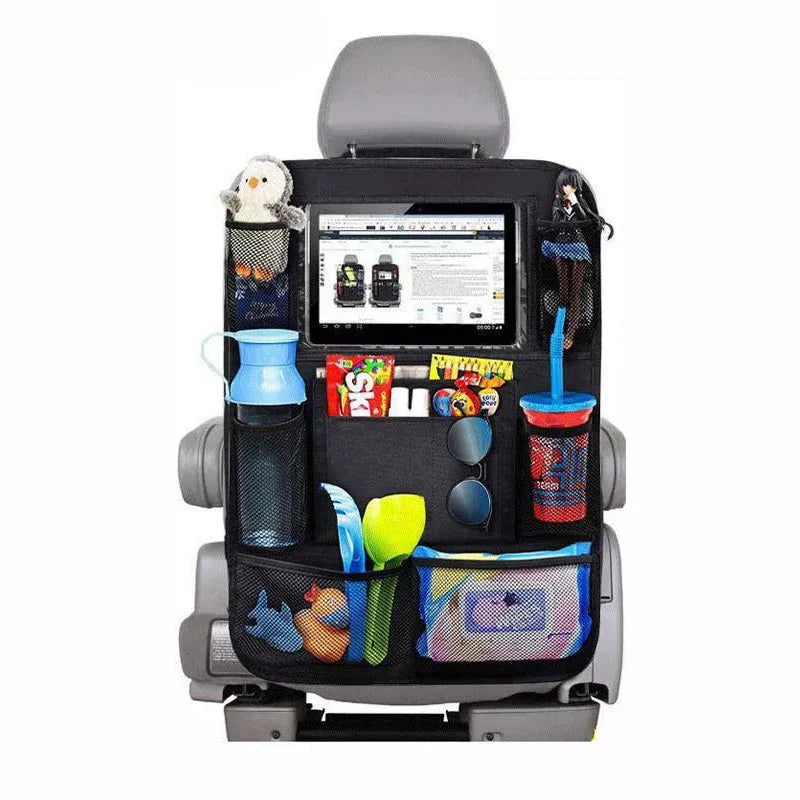 Multifunctional Car Seat Organizer – Backseat Storage Bag with Touchscreen Tablet Holder