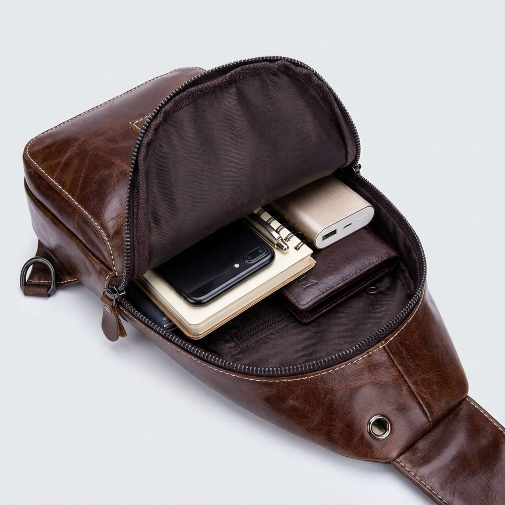 Leather Business Sling Bag – Compact & Timeless