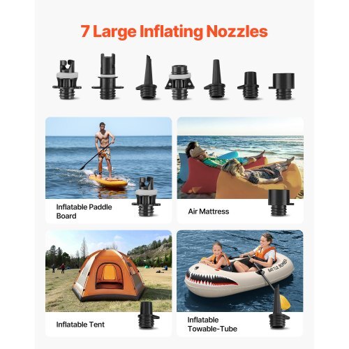 20PSI Paddle Board Pump, Rechargeable Battery-Powered, Dual Stage Inflation & Deflation SUP Air Pump with Auto-Off Function and 12V DC Car Connector, Ideal for Inflatable Boats, Tent & Mattress